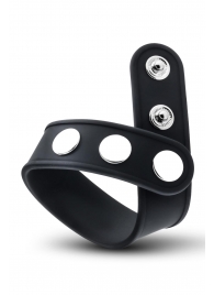 Черное эрекционное кольцо на кнопках - Blush Novelties - в Тюмени купить с доставкой