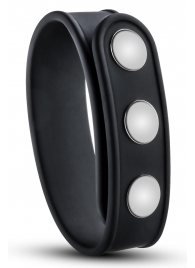 Черное эрекционное кольцо на кнопках - Blush Novelties - в Тюмени купить с доставкой