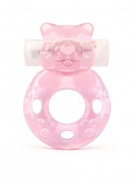 Розовое эрекционное виброкольцо в форме мишки - 1137 - в Тюмени купить с доставкой
