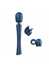 Синий вибромассажёр с насадками Man.wand Edgy - Manwan - в Тюмени купить с доставкой
