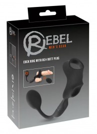 Черное виброкольцо с анальной пробкой Cock Ring with RC Butt Plug - Orion - в Тюмени купить с доставкой