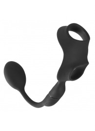Черное виброкольцо с анальной пробкой Cock Ring with RC Butt Plug - Orion - в Тюмени купить с доставкой