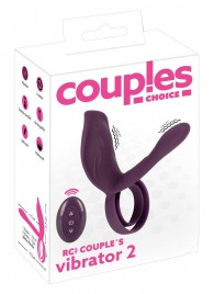 Фиолетовая насадка на член с клиторальным отростком и пультом ДУ RC Couple’s Vibrator 2 - Orion - в Тюмени купить с доставкой