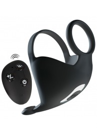 Черная вибронасадка для эрекции и стимуляции мошонки Cock ring with RC ball massager - Orion - в Тюмени купить с доставкой