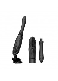 Черная секс-машина с функцией нагрева, насадками и присоской Sesh - Zalo - купить с доставкой в Тюмени