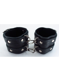 Широкие черные наручники с двумя ремешками - БДСМ Арсенал - купить с доставкой в Тюмени