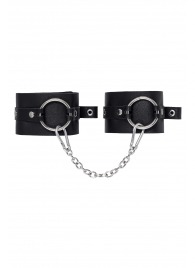 Черные оковы из толстой кожи с люверсами - Pecado - купить с доставкой в Тюмени