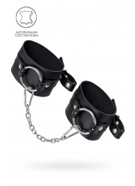 Черные оковы из толстой кожи с люверсами - Pecado - купить с доставкой в Тюмени
