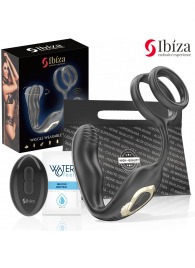 Черная анальная пробка с вращением и эрекционными кольцами - Ibiza - в Тюмени купить с доставкой