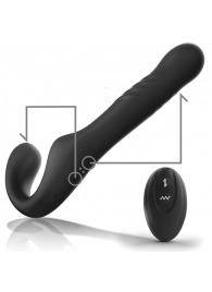 Черный безремневой страпон с вибрацией и возвратно-поступательными движениями - 24 см. - Ibiza - купить с доставкой в Тюмени