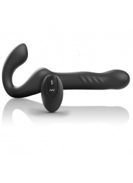 Черный безремневой страпон с вибрацией и возвратно-поступательными движениями - 24 см. - Ibiza - купить с доставкой в Тюмени