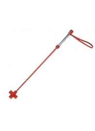 Красный стек с металлической рукоятью и крестообразным наконечником - 70 см. - Sitabella - купить с доставкой в Тюмени