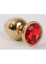 Золотистая анальная пробка с красным кристаллом - 9,5 см. - 4sexdreaM - купить с доставкой #SOTBIT_REGIONS_UF_V_REGION_NAME#