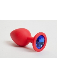 Красная силиконовая пробка с синим кристаллом - 9,5 см. - 4sexdreaM - купить с доставкой в Тюмени