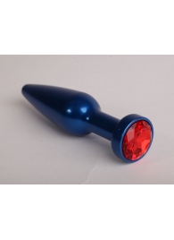 Синяя анальная пробка с красным кристаллом - 11,2 см. - 4sexdreaM - купить с доставкой в Тюмени