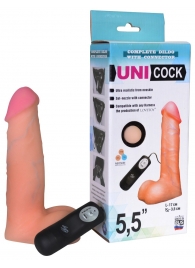 Фаллическая насадка Харнесс UNICOCK 5,5  с вибрацией - 17 см. - LOVETOY (А-Полимер) - купить с доставкой в Тюмени