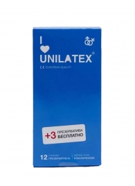 Классические презервативы Unilatex Natural Plain - 12 шт. + 3 шт. в подарок - Unilatex - купить с доставкой в Тюмени