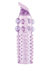 Гелевая фиолетовая насадка с шариками, шипами и усиком - 11 см. - Toyfa Basic - #SOTBIT_REGIONS_UF_V_REGION_NAME# купить с доставкой
