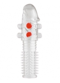 Гелевая прозрачная насадка с шариками и шипами - 14 см. - Toyfa Basic - в Тюмени купить с доставкой