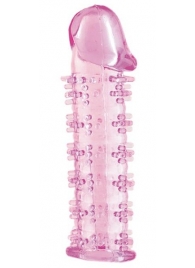 Гелевая розовая насадка на фаллос с шипами - 12 см. - Toyfa Basic - в Тюмени купить с доставкой