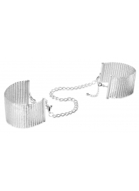 Серебристые наручники-браслеты Desir Metallique Handcuffs - Bijoux Indiscrets - купить с доставкой в Тюмени