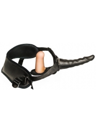 Женский страпон с чёрной насадкой и вагинальной пробкой - 17,5 см. - LOVETOY (А-Полимер) - купить с доставкой в Тюмени