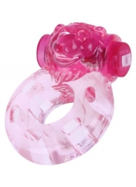 Розовое эрекционное виброкольцо  Медвежонок - White Label - в Тюмени купить с доставкой