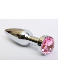 Удлинённая серебристая пробка с розовым кристаллом - 11,2 см. - 4sexdreaM - купить с доставкой в Тюмени