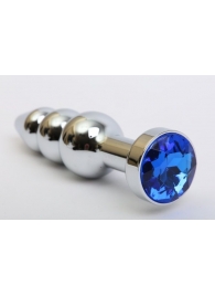 Серебристая анальная ёлочка с синим кристаллом - 11,2 см. - 4sexdreaM - купить с доставкой в Тюмени