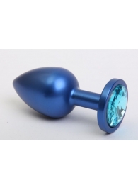 Синяя анальная пробка с голубым кристаллом - 8,2 см. - 4sexdreaM - купить с доставкой в Тюмени