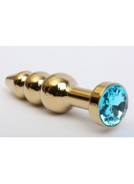 Золотистая анальная ёлочка с голубым кристаллом - 11,2 см. - 4sexdreaM - купить с доставкой в Тюмени