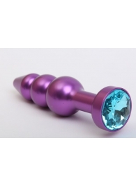 Фиолетовая фигурная анальная ёлочка с голубым кристаллом - 11,2 см. - 4sexdreaM - купить с доставкой в Тюмени