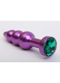 Фиолетовая фигурная анальная ёлочка с зелёным кристаллом - 11,2 см. - 4sexdreaM - купить с доставкой в Тюмени