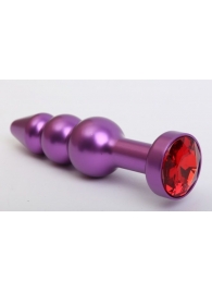 Фиолетовая фигурная анальная ёлочка с красным кристаллом - 11,2 см. - 4sexdreaM - купить с доставкой в Тюмени