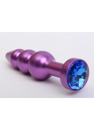Фиолетовая фигурная анальная ёлочка с синим кристаллом - 11,2 см. - 4sexdreaM - купить с доставкой в Тюмени
