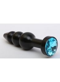 Чёрная анальная ёлочка с голубым кристаллом - 11,2 см. - 4sexdreaM - купить с доставкой в Тюмени