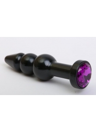 Чёрная анальная ёлочка с фиолетовым кристаллом - 11,2 см. - 4sexdreaM - купить с доставкой в Тюмени