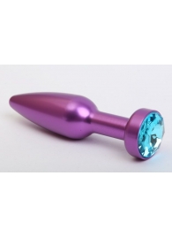Фиолетовая анальная пробка с голубым стразом - 11,2 см. - 4sexdreaM - купить с доставкой в Тюмени