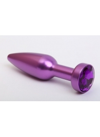 Фиолетовая анальная пробка с фиолетовым стразом - 11,2 см. - 4sexdreaM - купить с доставкой в Тюмени