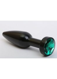 Чёрная удлинённая пробка с зелёным кристаллом - 11,2 см. - 4sexdreaM - купить с доставкой в Тюмени