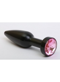 Чёрная удлинённая пробка с розовым кристаллом - 11,2 см. - 4sexdreaM - купить с доставкой в Тюмени