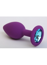 Фиолетовая силиконовая пробка с голубым стразом - 8,2 см. - 4sexdreaM - купить с доставкой в Тюмени
