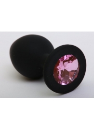 Чёрная силиконовая пробка с розовым стразом - 8,2 см. - 4sexdreaM - купить с доставкой в Тюмени