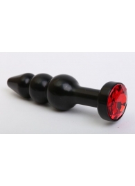 Чёрная анальная ёлочка с красным кристаллом - 11,2 см. - 4sexdreaM - купить с доставкой в Тюмени