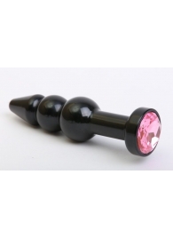 Чёрная анальная ёлочка с розовым кристаллом - 11,2 см. - 4sexdreaM - купить с доставкой в Тюмени