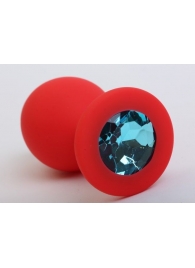 Красная силиконовая пробка с голубым стразом - 8,2 см. - 4sexdreaM - купить с доставкой в Тюмени