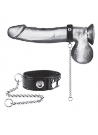 Утяжка на пенис с поводком Snap Cock Ring With 12  Leash - BlueLine - купить с доставкой в Тюмени