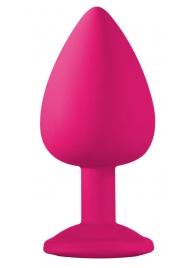 Большая розовая анальная пробка Emotions Cutie Large с фиолетовым кристаллом - 10 см. - Lola Games - купить с доставкой в Тюмени