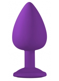 Большая фиолетовая анальная пробка Emotions Cutie Large с голубым кристаллом - 10 см. - Lola Games - купить с доставкой в Тюмени