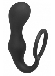 Чёрное эрекционное кольцо с анальной пробкой Double Pleasure Anal Plug - Lola Games - в Тюмени купить с доставкой